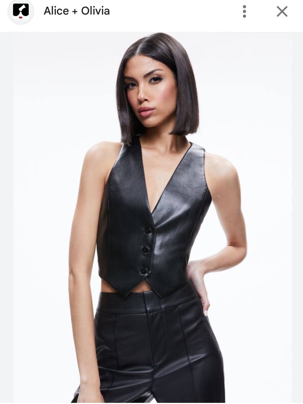 Black Vegan Leather Button Vest